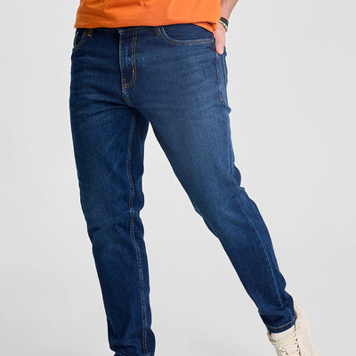 Dark Blue Tapered Fit Jeans