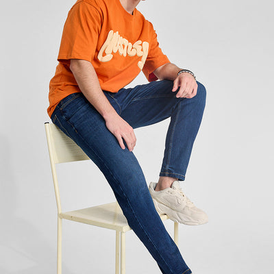 Dark Blue Tapered Fit Jeans