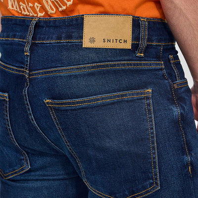 Dark Blue Tapered Fit Jeans