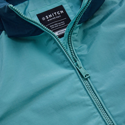 Turquoise Colourblocked Ski Jacket