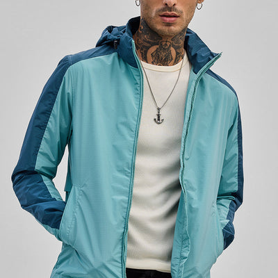 Turquoise Colourblocked Ski Jacket