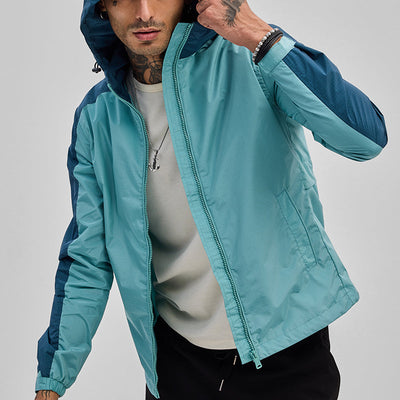 Turquoise Colourblocked Ski Jacket