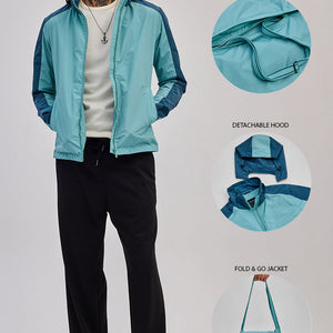Turquoise Colourblocked Ski Jacket