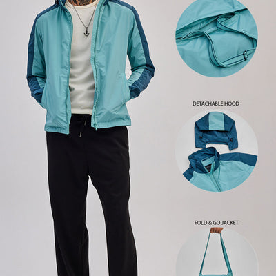 Turquoise Colourblocked Ski Jacket