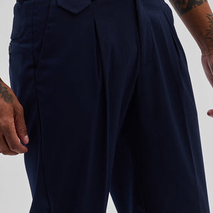 Navy Relaxed Fit Korean Trousers
