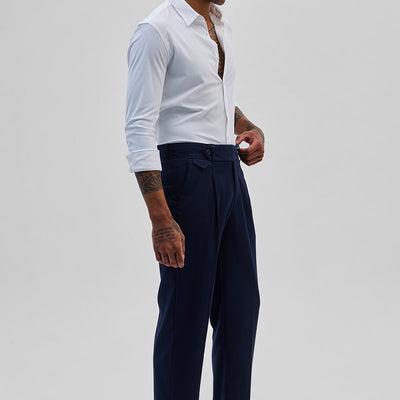 Navy Relaxed Fit Korean Trousers