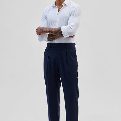 Navy Relaxed Fit Korean Trousers