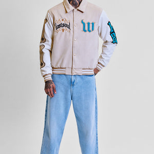 Legends Lost Soul Beige Varsity Jacket