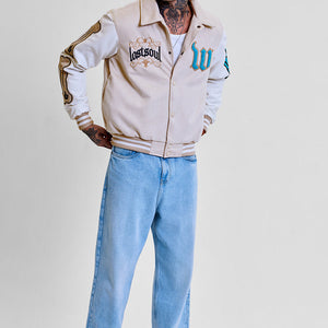 Legends Lost Soul Beige Varsity Jacket