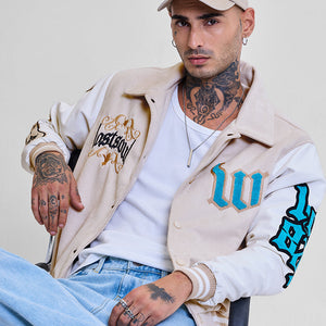 Legends Lost Soul Beige Varsity Jacket