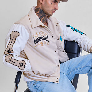 Legends Lost Soul Beige Varsity Jacket