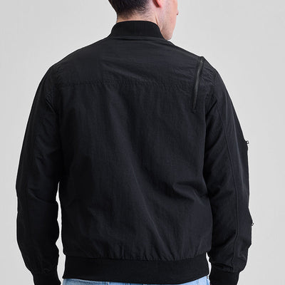 Black Multi-Zip Relaxed Fit Jacket