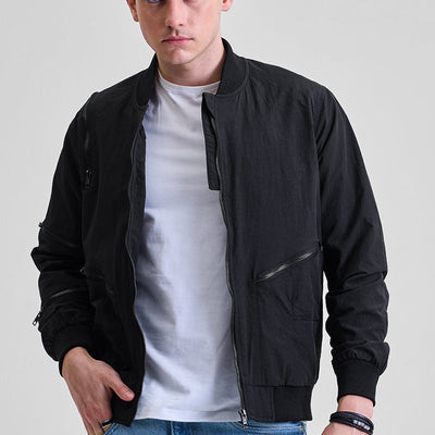 Black Multi-Zip Relaxed Fit Jacket
