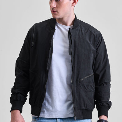 Black Multi-Zip Relaxed Fit Jacket