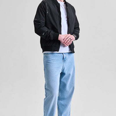Black Multi-Zip Relaxed Fit Jacket