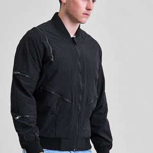 Black Multi-Zip Relaxed Fit Jacket
