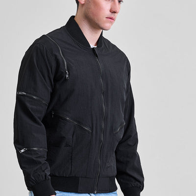 Black Multi-Zip Relaxed Fit Jacket
