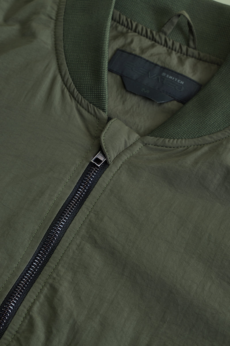 Olive Multi-Zip Relaxed Fit Jacket