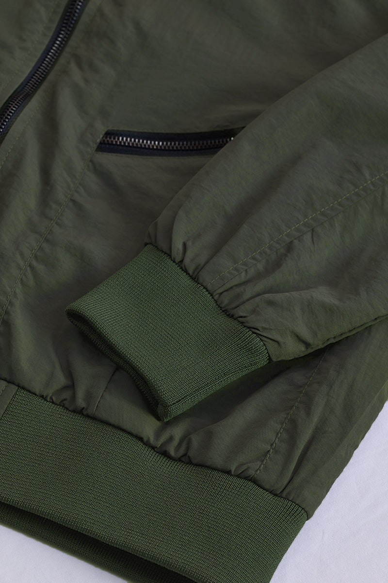 Olive Multi-Zip Relaxed Fit Jacket