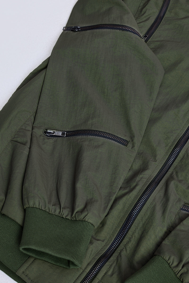 Olive Multi-Zip Relaxed Fit Jacket