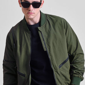 Olive Multi-Zip Relaxed Fit Jacket