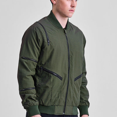 Olive Multi-Zip Relaxed Fit Jacket