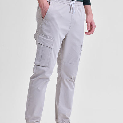 Grey Slim Fit Cargo Pants