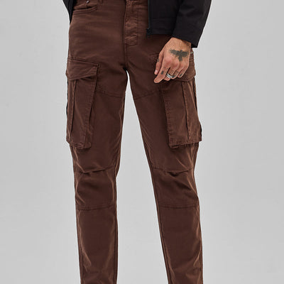 Copper Brown Relaxed Fit Cargo Pants
