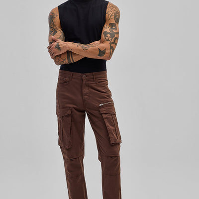 Copper Brown Relaxed Fit Cargo Pants