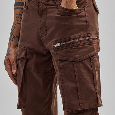 Copper Brown Relaxed Fit Cargo Pants