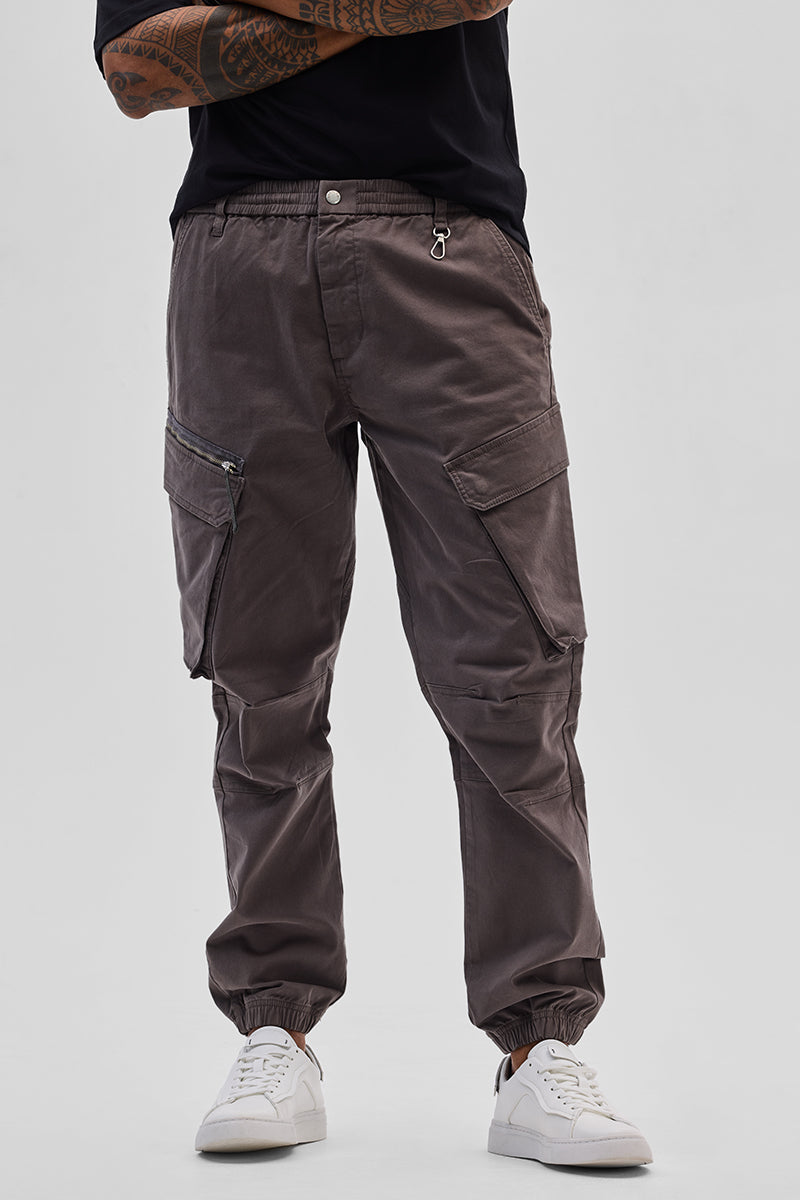 Brown Slim Fit Cargo Pants