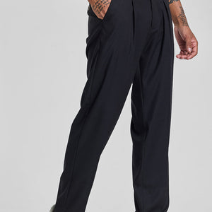 Black Relaxed Fit Korean Trousers