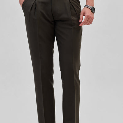 Dark Brown Slim Fit Stretch Trousers