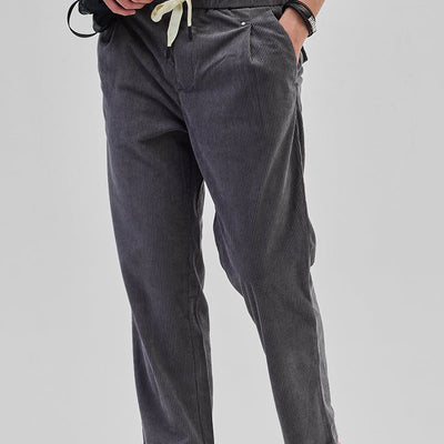 Grey Corduroy Relaxed Fit Trousers