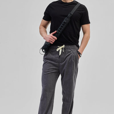 Grey Corduroy Relaxed Fit Trousers