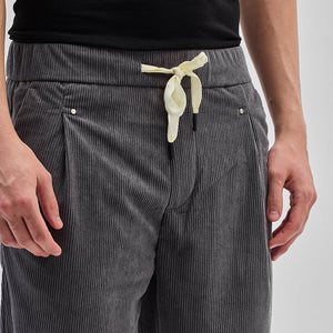 Grey Corduroy Relaxed Fit Trousers