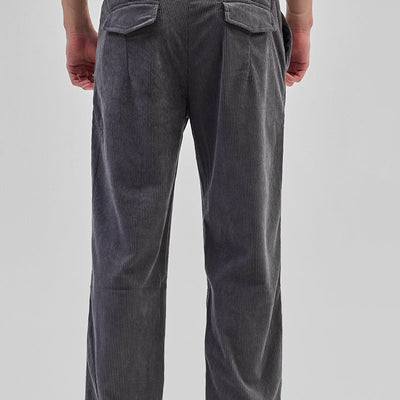 Grey Corduroy Relaxed Fit Trousers