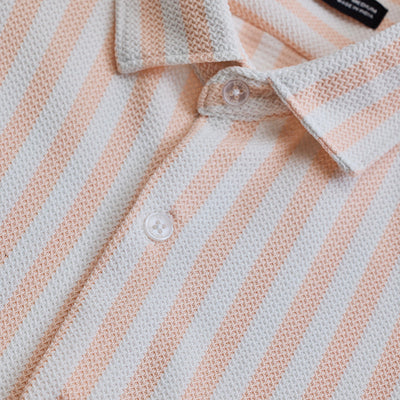 Peach Stripes Slim Fit Shirt