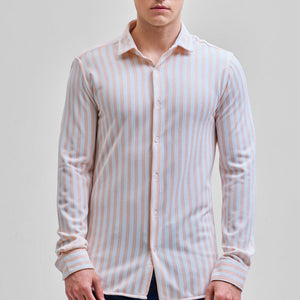 Peach Stripes Slim Fit Shirt