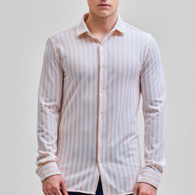 Peach Stripes Slim Fit Shirt