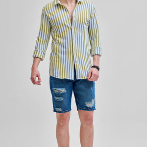 Green Stripes Slim Fit Shirt