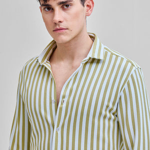 Green Stripes Slim Fit Shirt