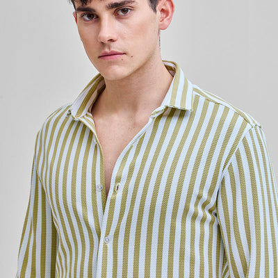 Green Stripes Slim Fit Shirt