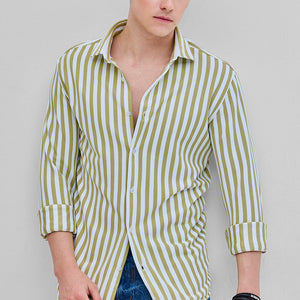 Green Stripes Slim Fit Shirt