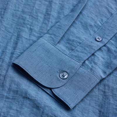 Blue Slim Fit Linen Shirt