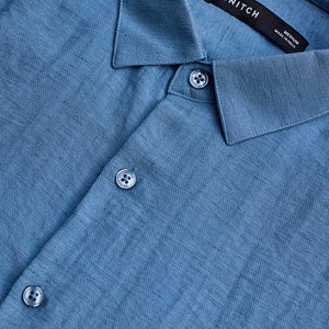 Blue Slim Fit Linen Shirt