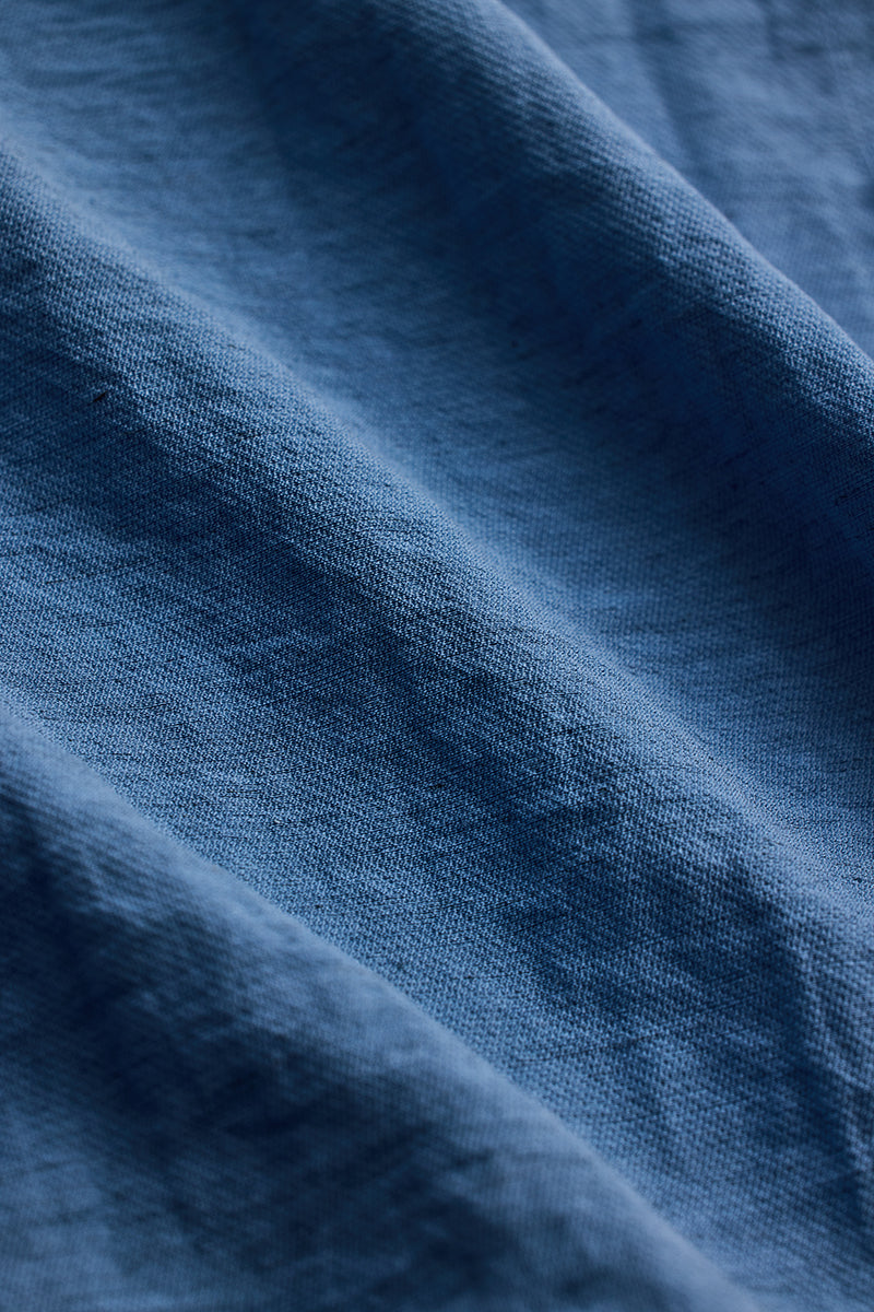 Blue Slim Fit Linen Shirt