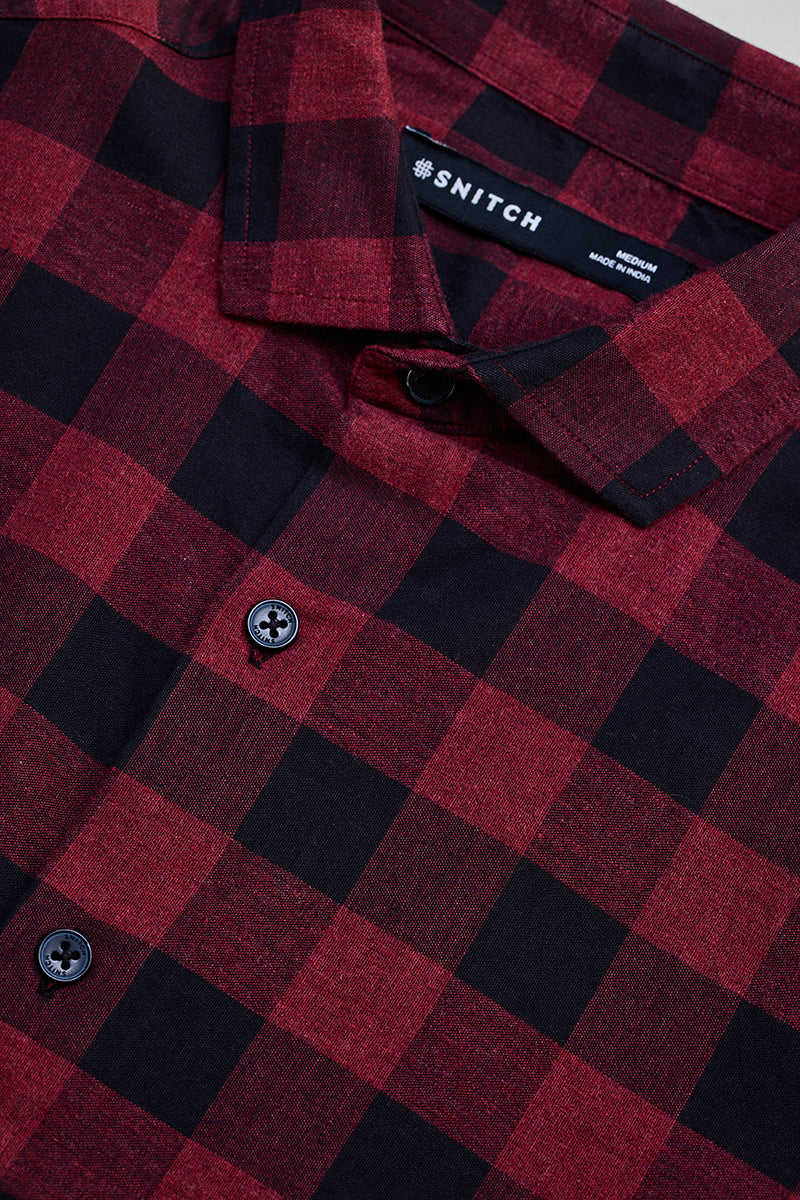 Red Checks Slim Fit Shirt