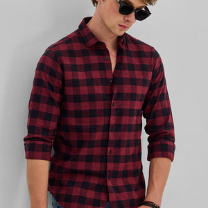 Red Checks Slim Fit Shirt