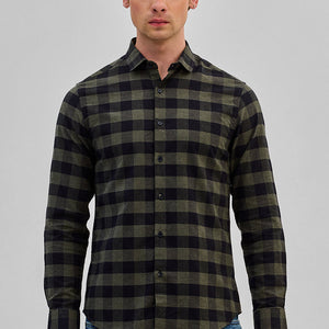 Olive Checks Slim Fit Shirt